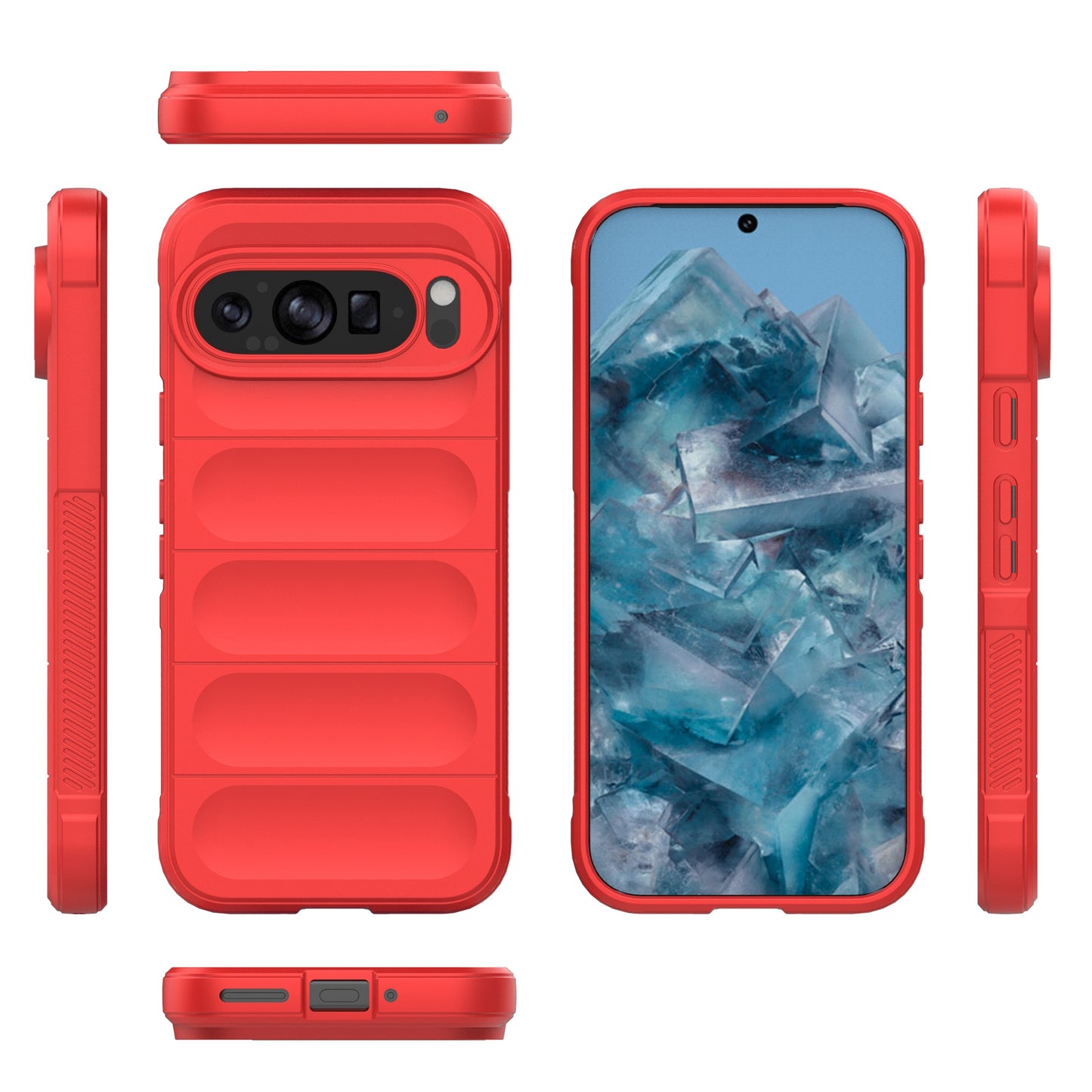 Mobile Phone Protector for Google Pixel 9 , Impact Resistant TPU Back Case - Red