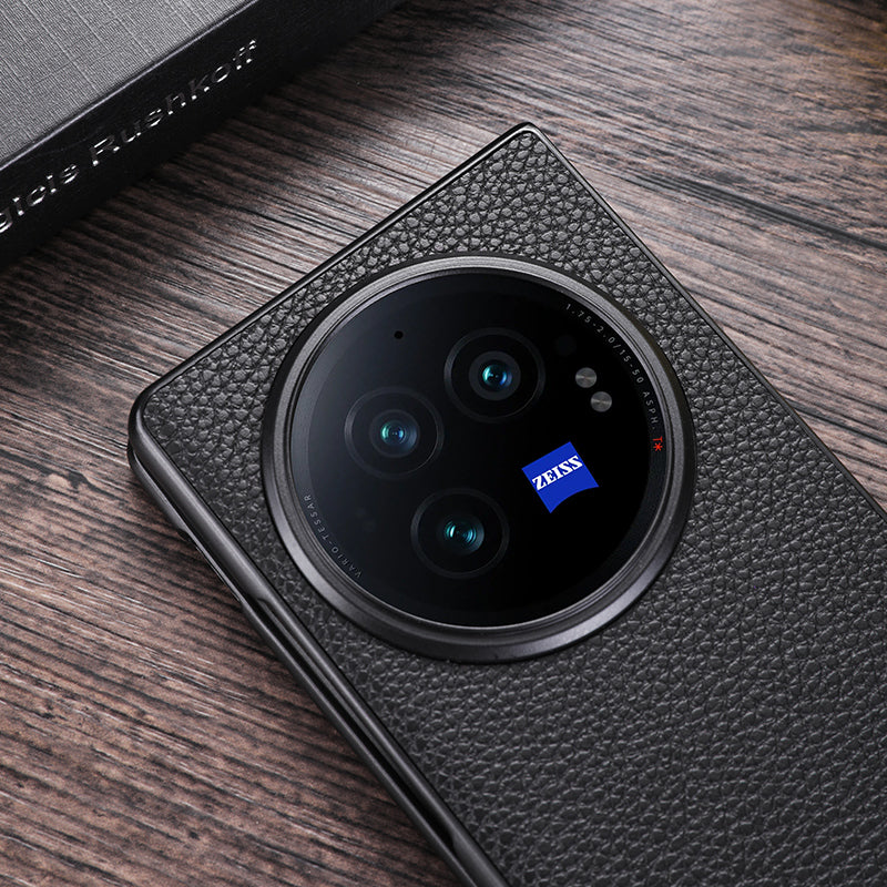 For vivo X Fold3 Phone Cover PC+PU Leather Hidden Kickstand Back Case - Blue