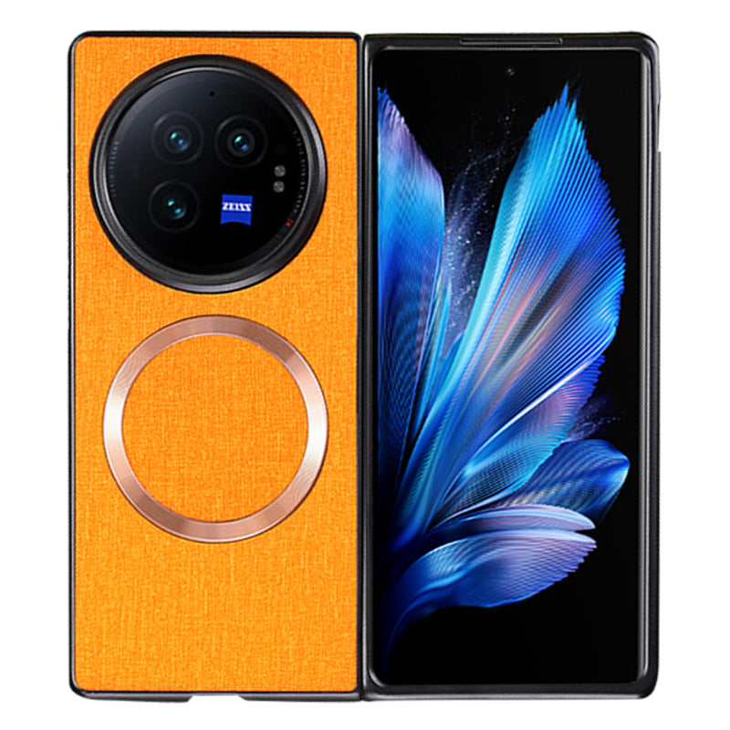For vivo X Fold3 Pro Case Drop-proof TPU+Cloth Back Phone Cover Compatible with MagSafe - Orange