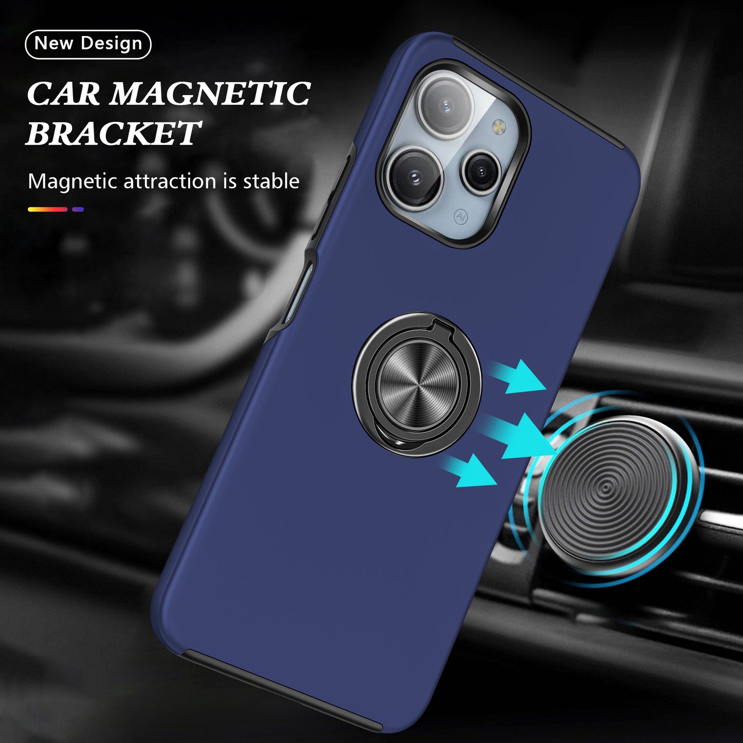 For Xiaomi Redmi 12 4G Case PC+TPU Kickstand Cover Cell Phone Accessory Wholesale - Blue