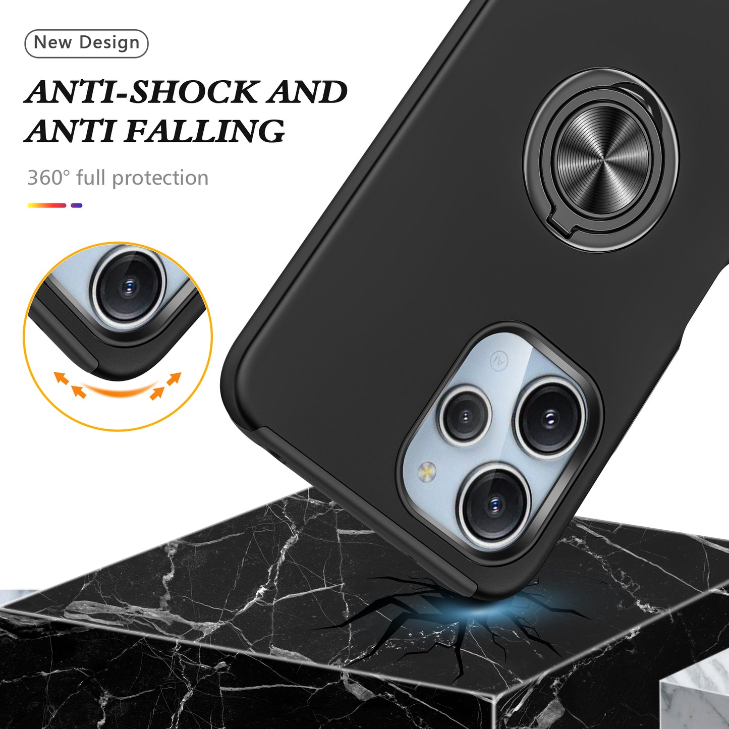 For Xiaomi Redmi 12 4G Case PC+TPU Kickstand Cover Cell Phone Accessory Wholesale - Black