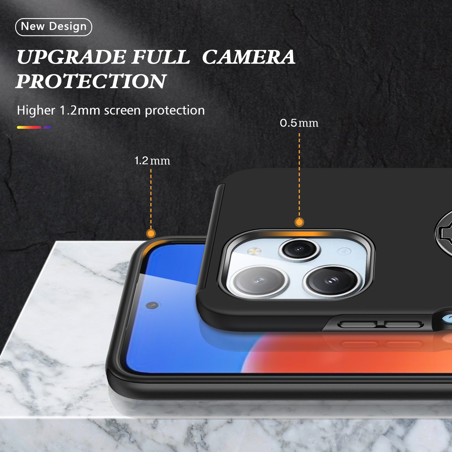 For Xiaomi Redmi 12 4G Case PC+TPU Kickstand Cover Cell Phone Accessory Wholesale - Black