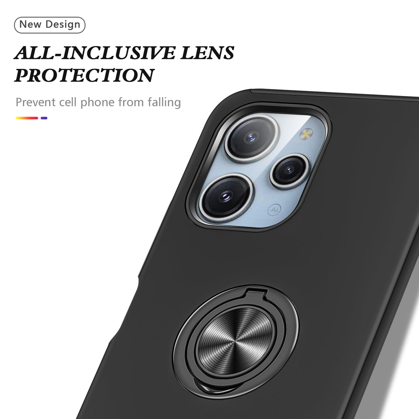 For Xiaomi Redmi 12 4G Case PC+TPU Kickstand Cover Cell Phone Accessory Wholesale - Black