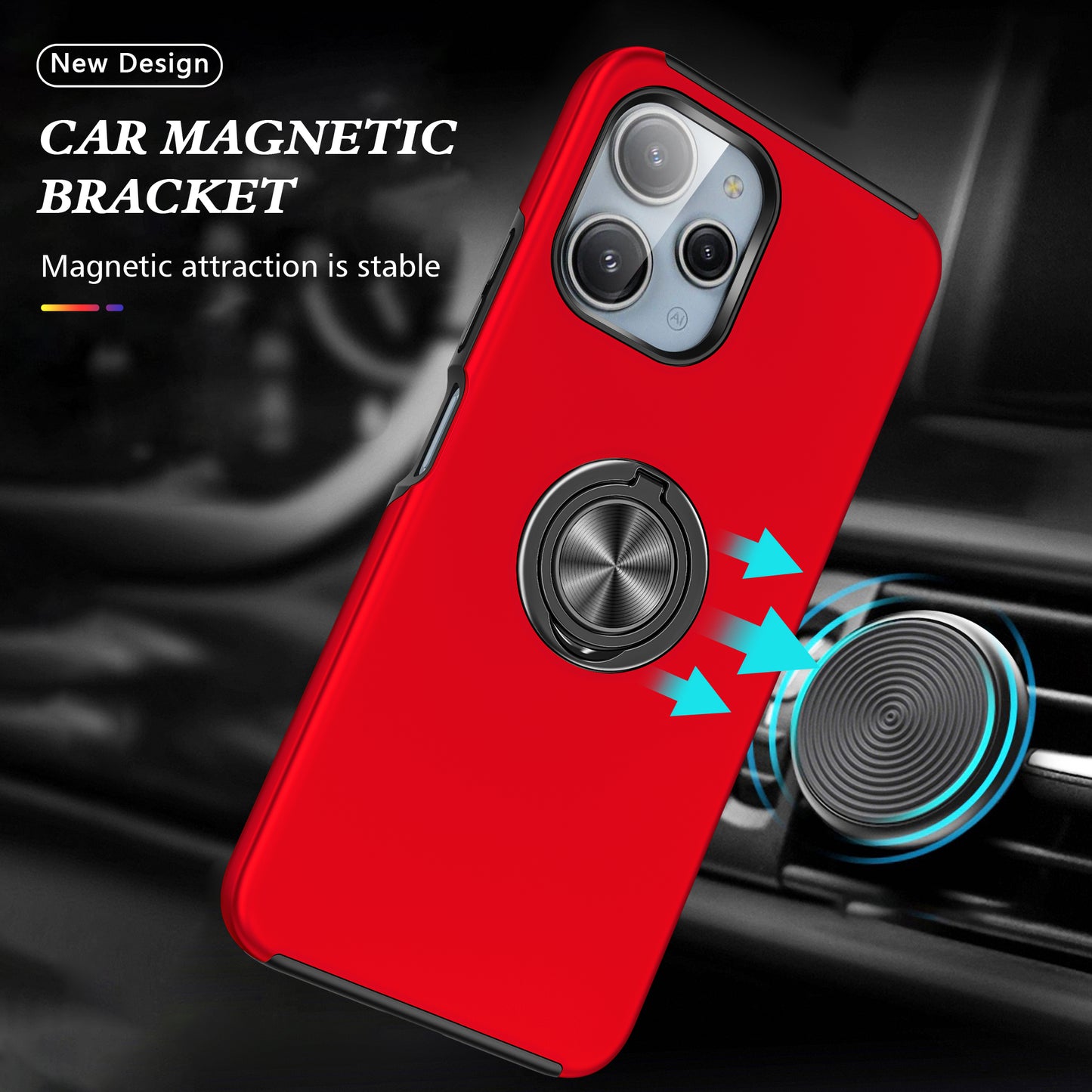 For Xiaomi Redmi 12 4G Case PC+TPU Kickstand Cover Cell Phone Accessory Wholesale - Red