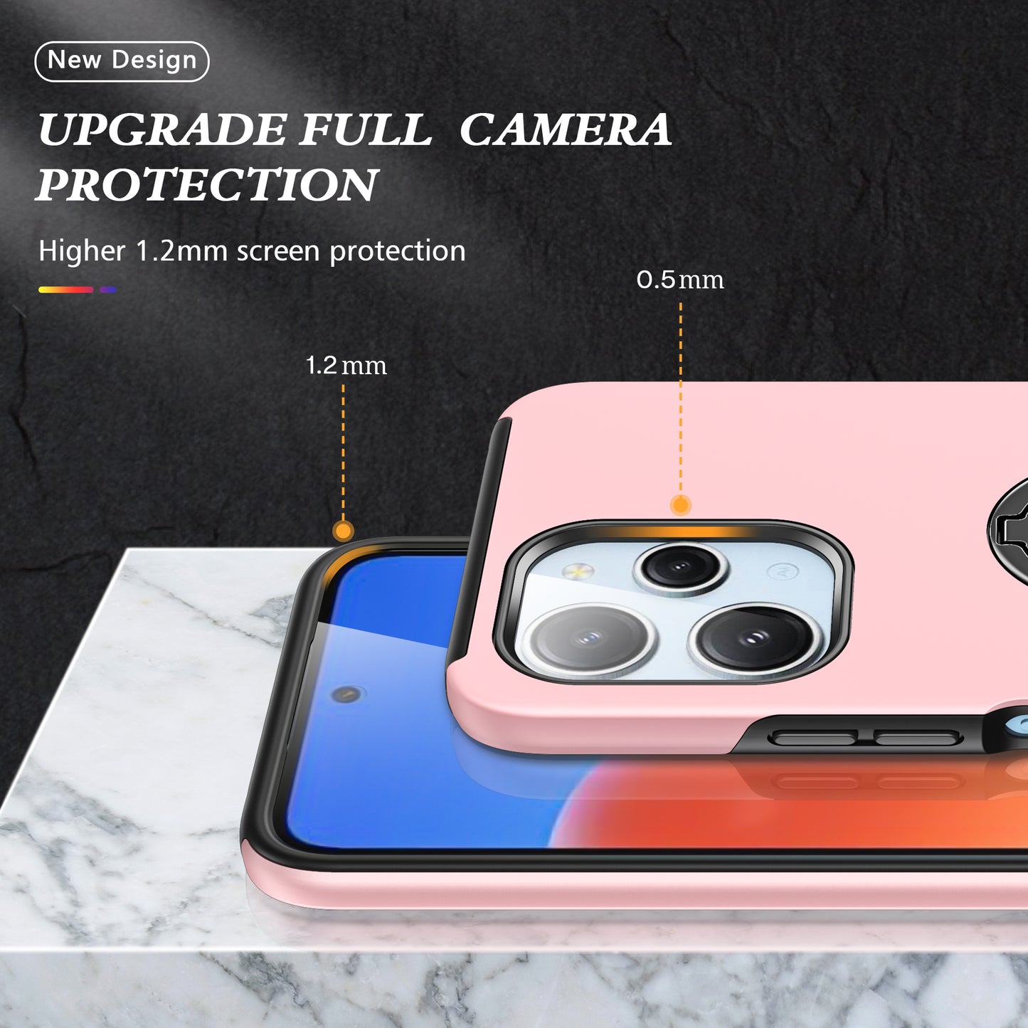For Xiaomi Redmi 12 4G Case PC+TPU Kickstand Cover Cell Phone Accessory Wholesale - Rose Gold