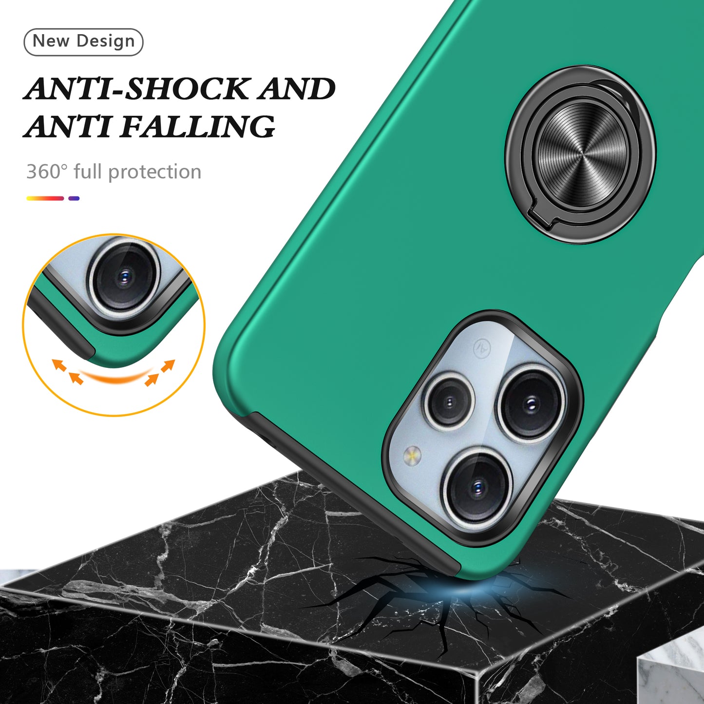 For Xiaomi Redmi 12 4G Case PC+TPU Kickstand Cover Cell Phone Accessory Wholesale - Blackish Green