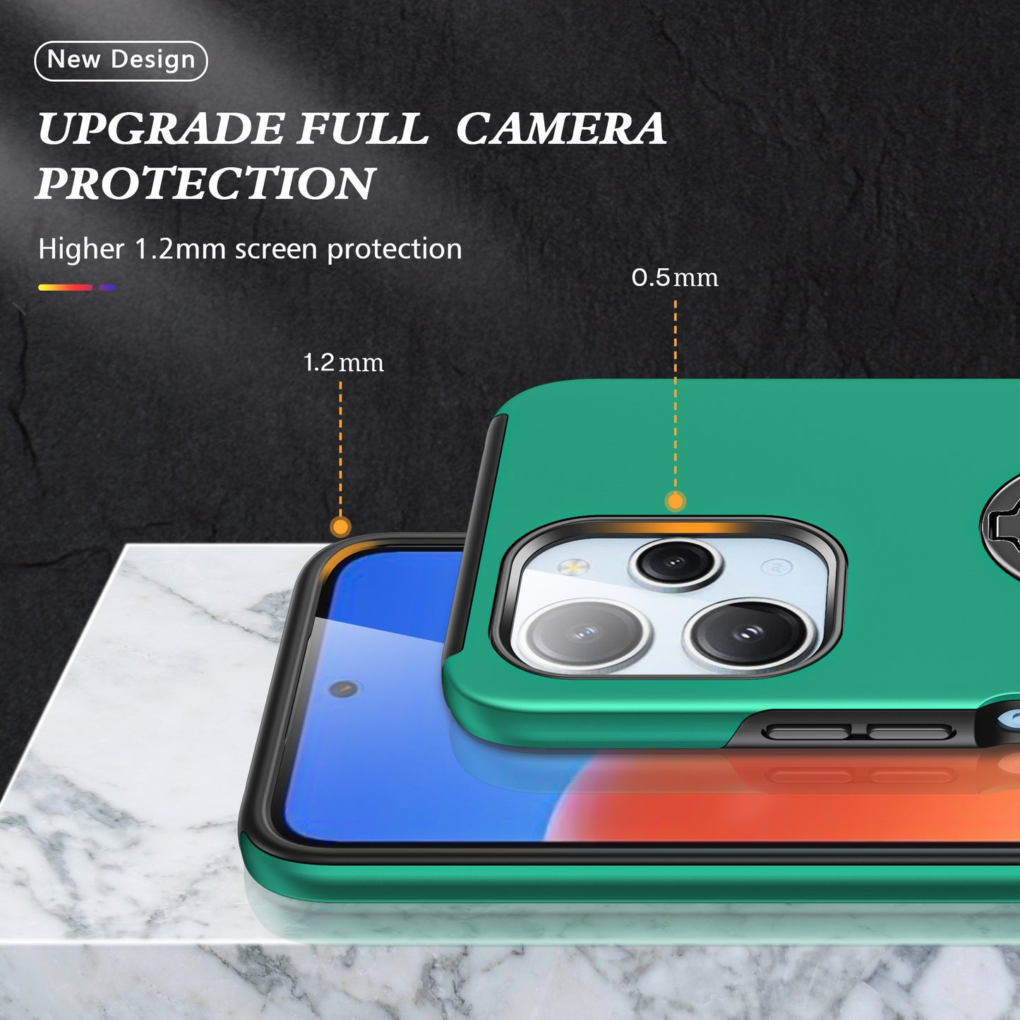 For Xiaomi Redmi 12 4G Case PC+TPU Kickstand Cover Cell Phone Accessory Wholesale - Blackish Green