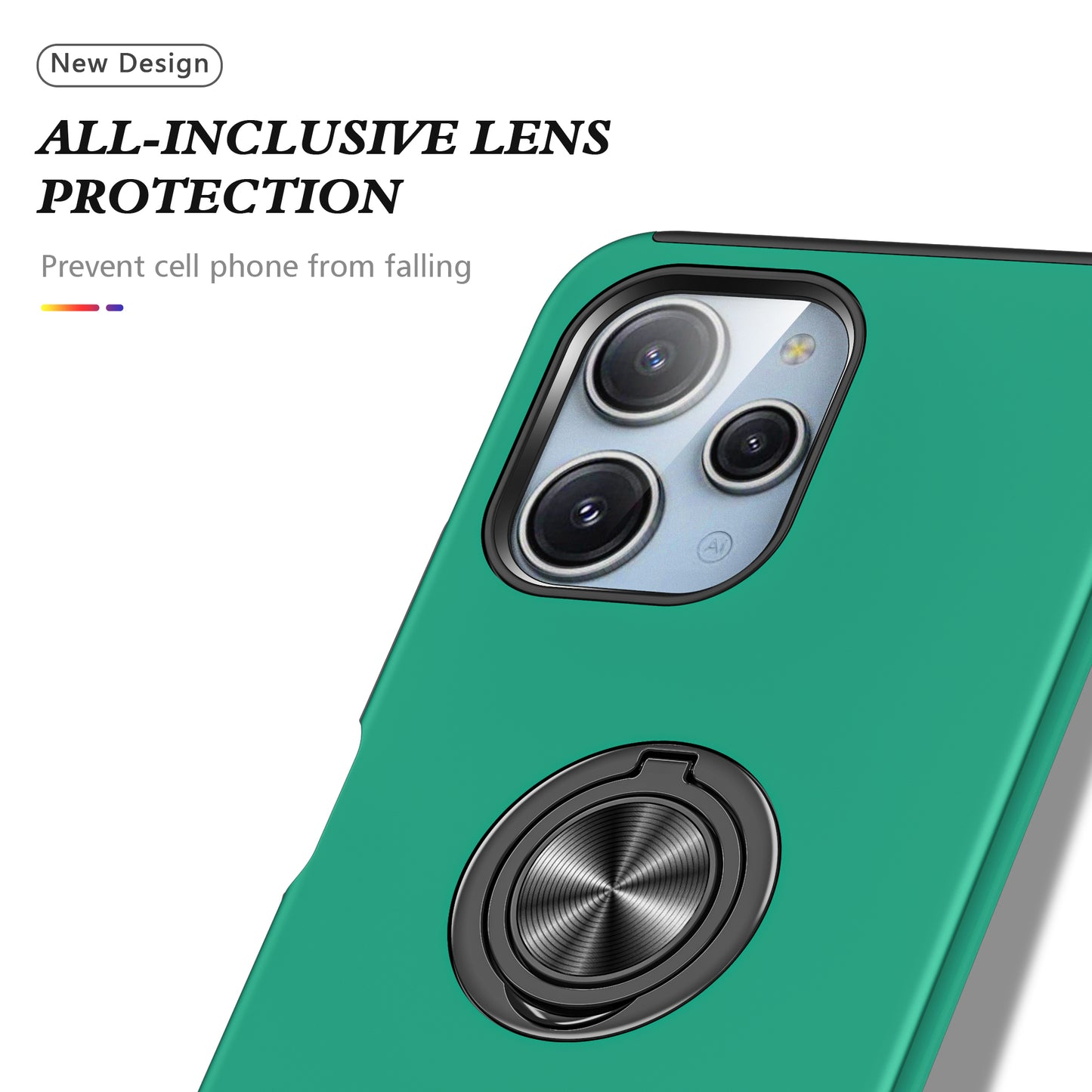 For Xiaomi Redmi 12 4G Case PC+TPU Kickstand Cover Cell Phone Accessory Wholesale - Blackish Green