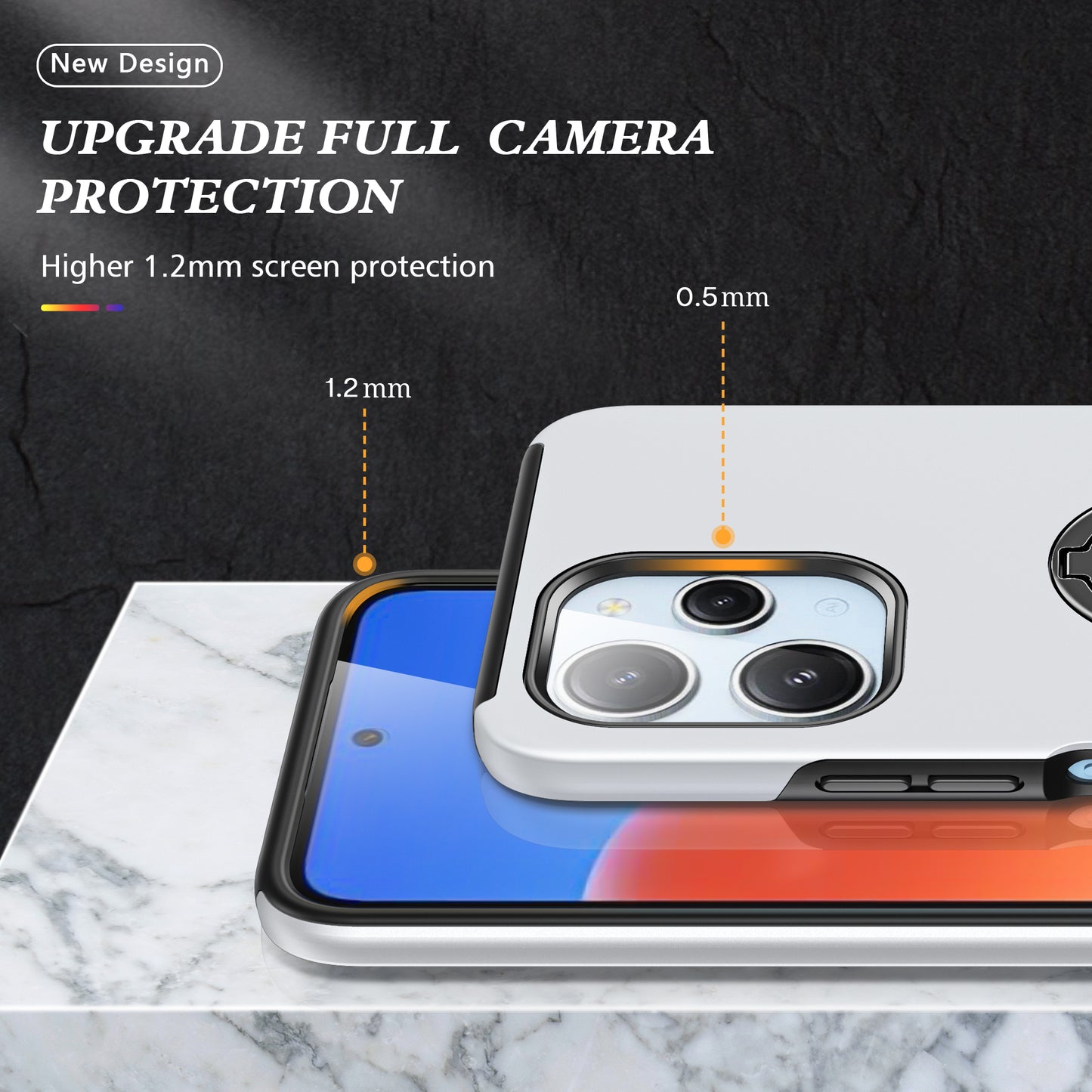 For Xiaomi Redmi 12 4G Case PC+TPU Kickstand Cover Cell Phone Accessory Wholesale - Silver