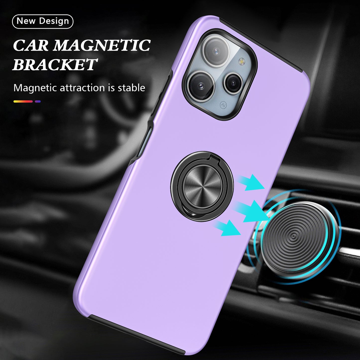 For Xiaomi Redmi 12 4G Case PC+TPU Kickstand Cover Cell Phone Accessory Wholesale - Purple