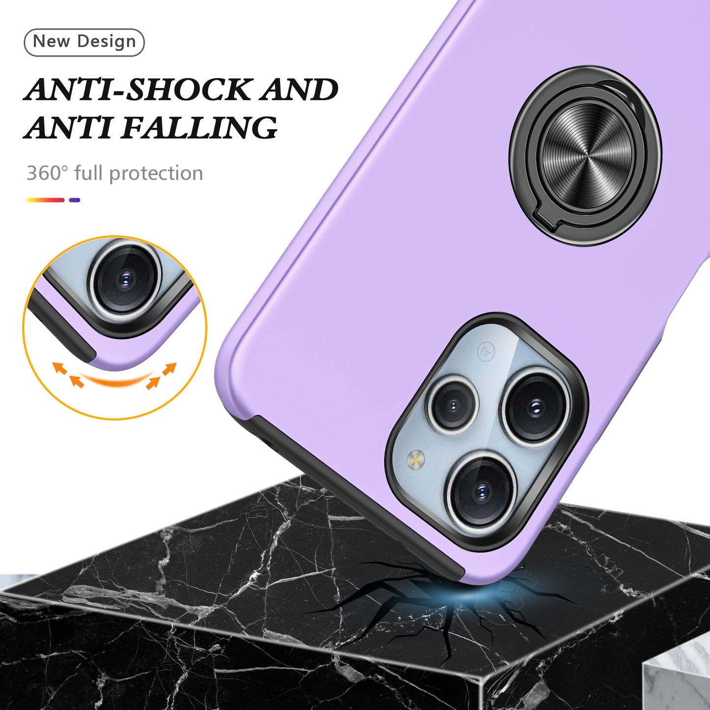 For Xiaomi Redmi 12 4G Case PC+TPU Kickstand Cover Cell Phone Accessory Wholesale - Purple