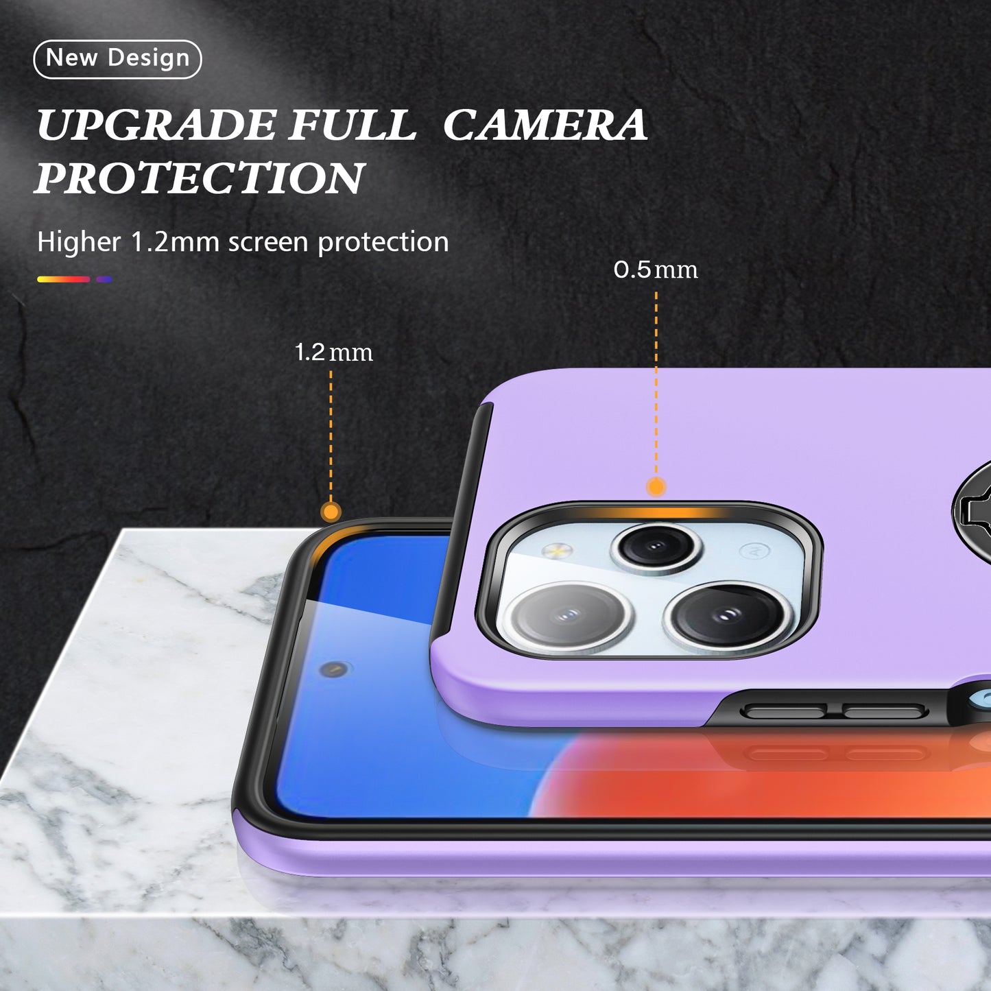 For Xiaomi Redmi 12 4G Case PC+TPU Kickstand Cover Cell Phone Accessory Wholesale - Purple