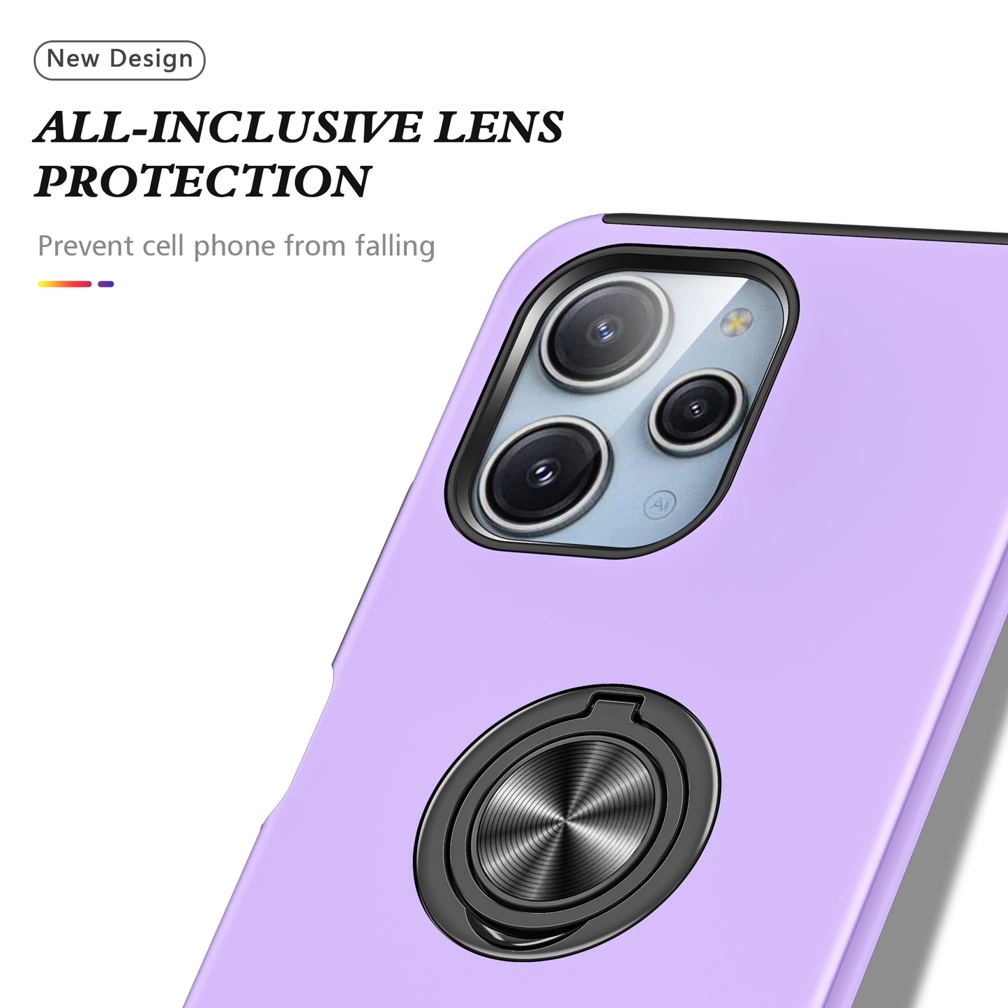 For Xiaomi Redmi 12 4G Case PC+TPU Kickstand Cover Cell Phone Accessory Wholesale - Purple