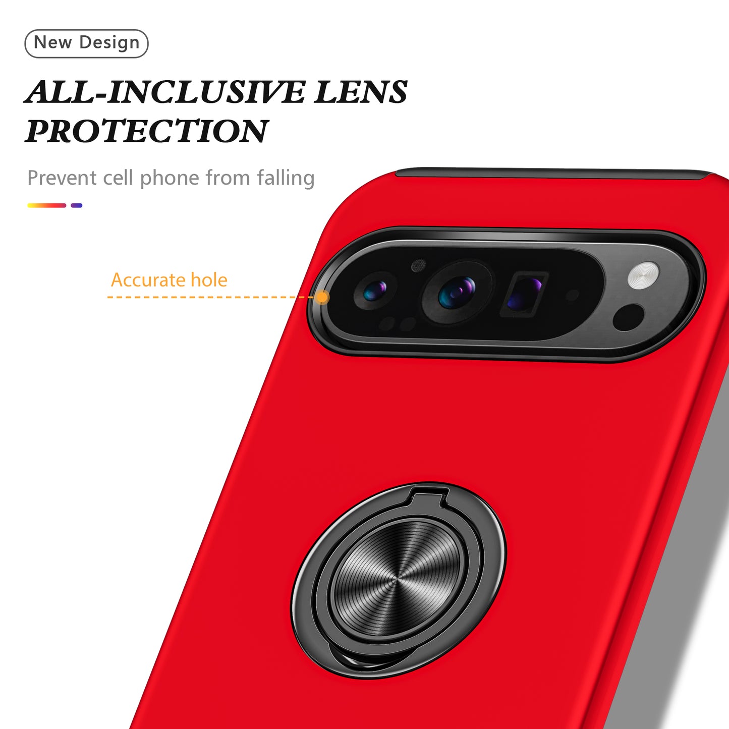 For Google Pixel 9 Pro Back Case Kickstand PC+TPU Shock-Absorbent Phone Cover - Red