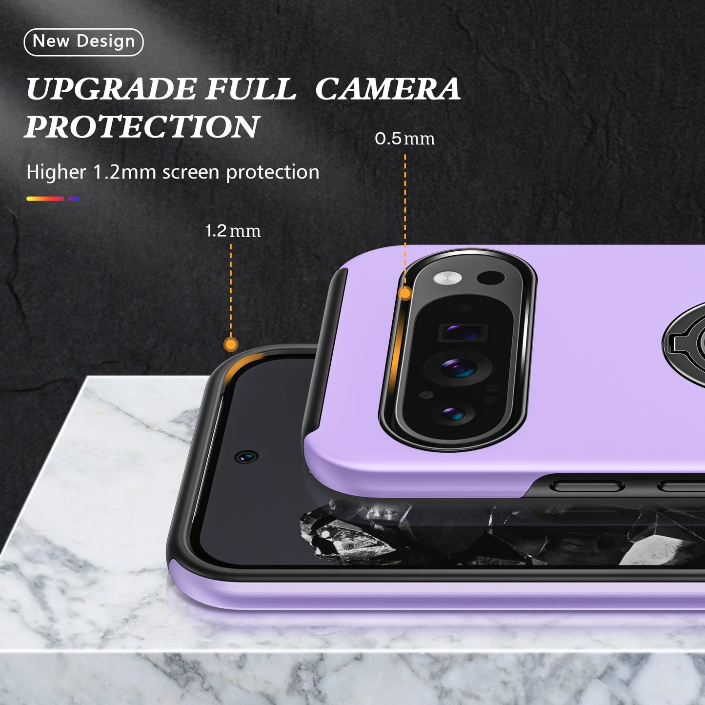 For Google Pixel 9 Case Anti-scratch PC+TPU Protective Cover with Rotary Kickstand - Purple