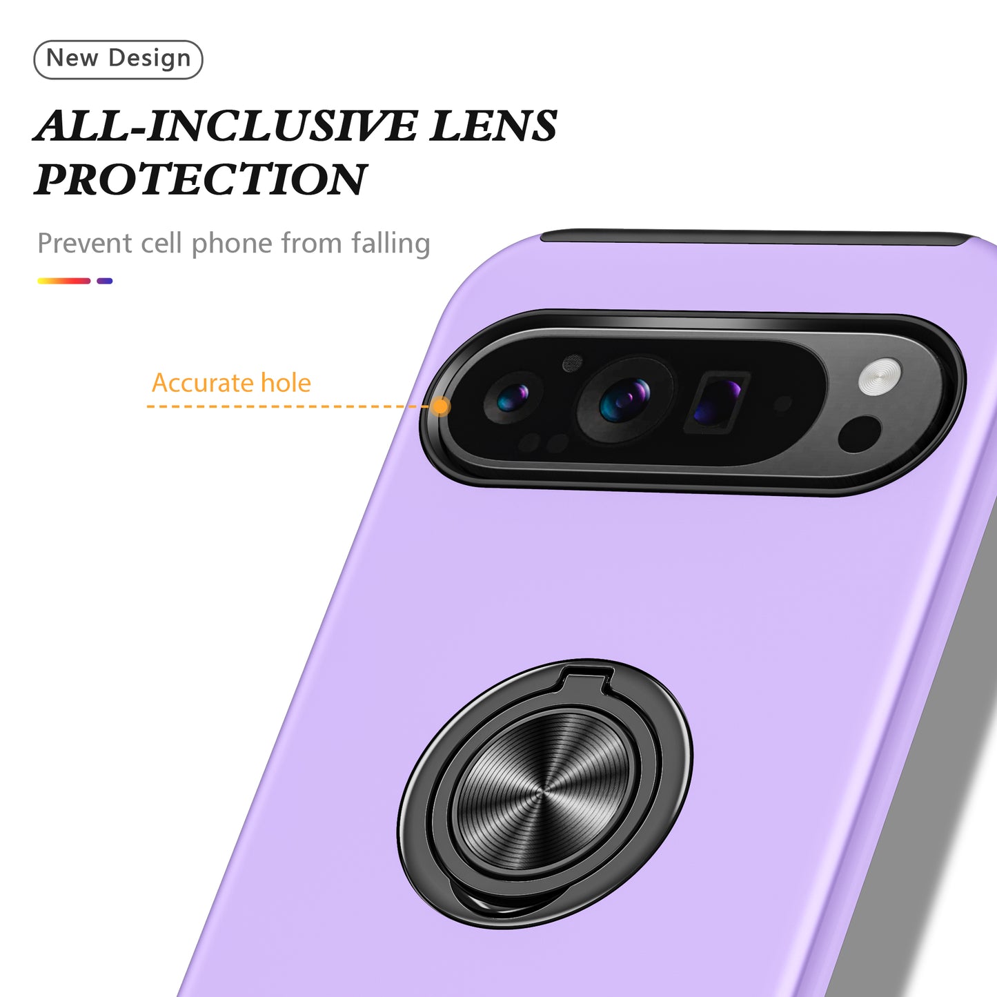 For Google Pixel 9 Case Anti-scratch PC+TPU Protective Cover with Rotary Kickstand - Purple