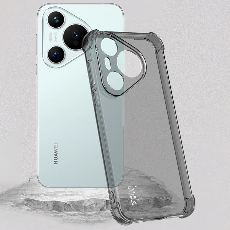 IMAK For Huawei Pura 70 Cell Phone Case Drop Protection HD Clear TPU Cover - Transparent Black