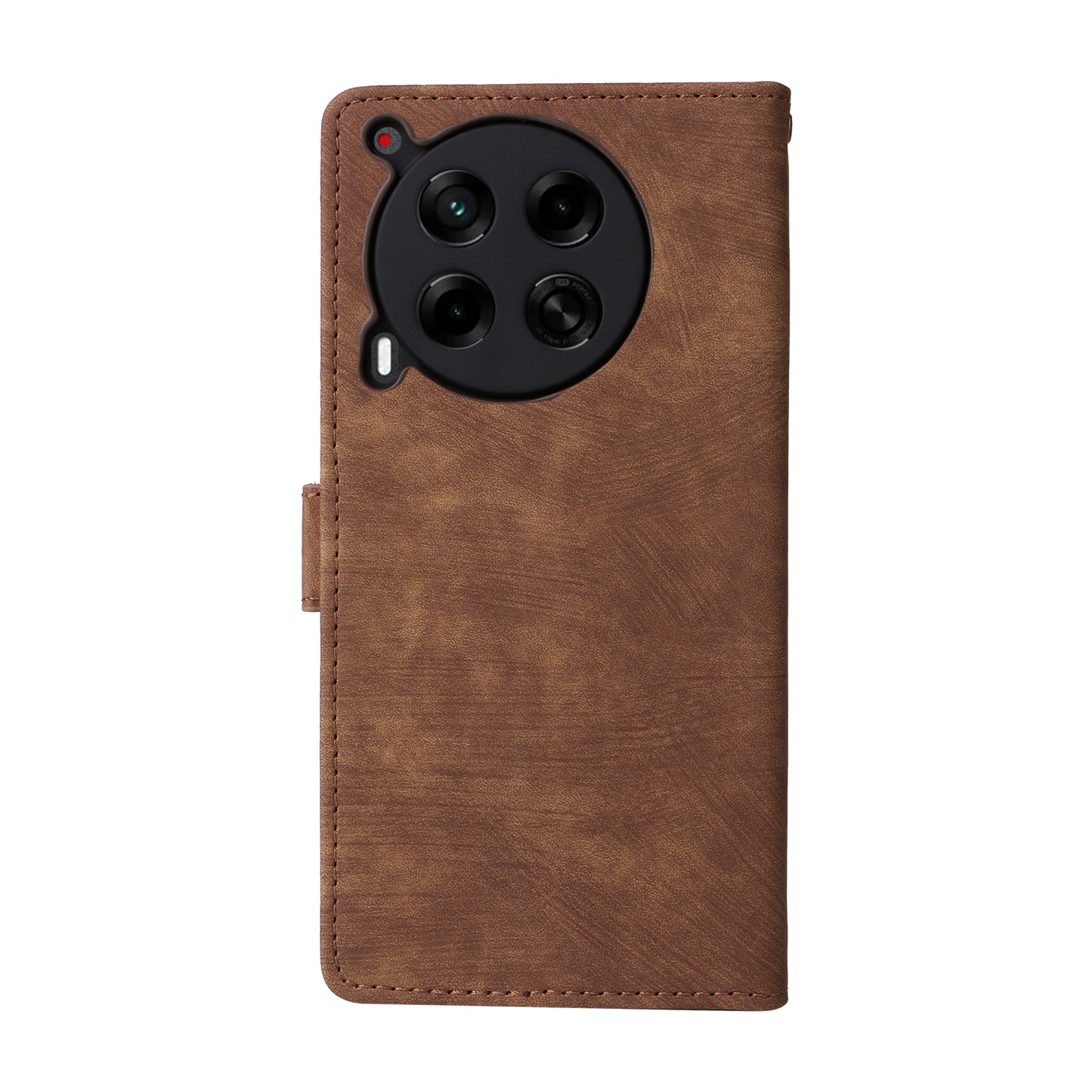 For Transsion Tecno Camon 30 5G CL7 Magnetic Case RFID Blocking Wallet Cover with Wrist Strap - Brown