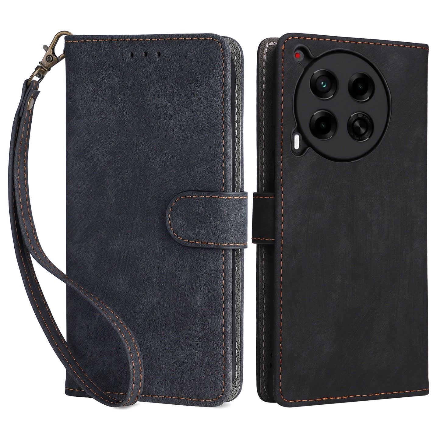 For Transsion Tecno Camon 30 4G CL6 Phone Case Magnetic Clasp RFID Blocking Wallet Cover - Black