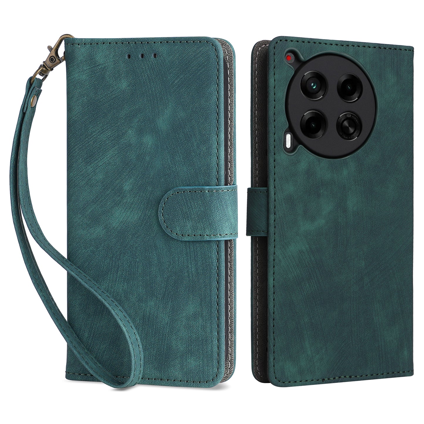 For Transsion Tecno Camon 30 4G CL6 Phone Case Magnetic Clasp RFID Blocking Wallet Cover - Green