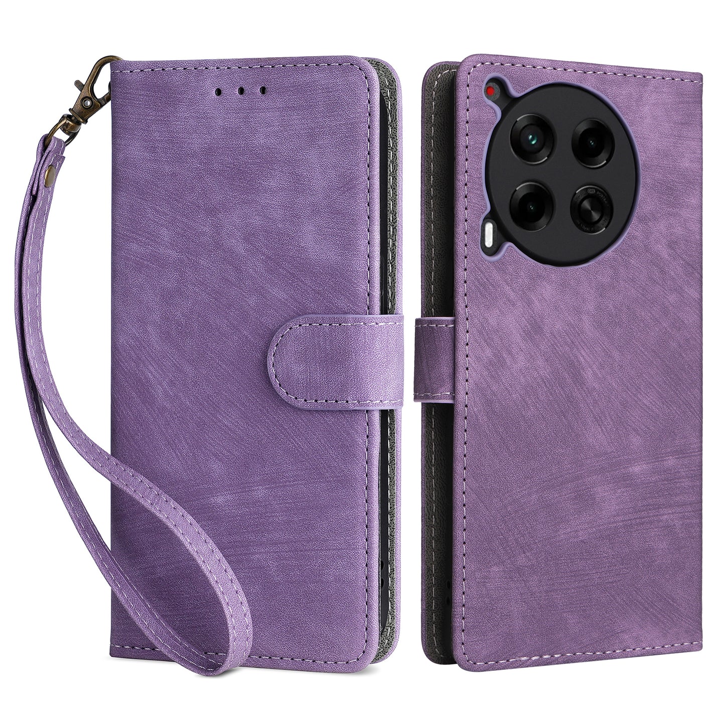 For Transsion Tecno Camon 30 4G CL6 Phone Case Magnetic Clasp RFID Blocking Wallet Cover - Purple