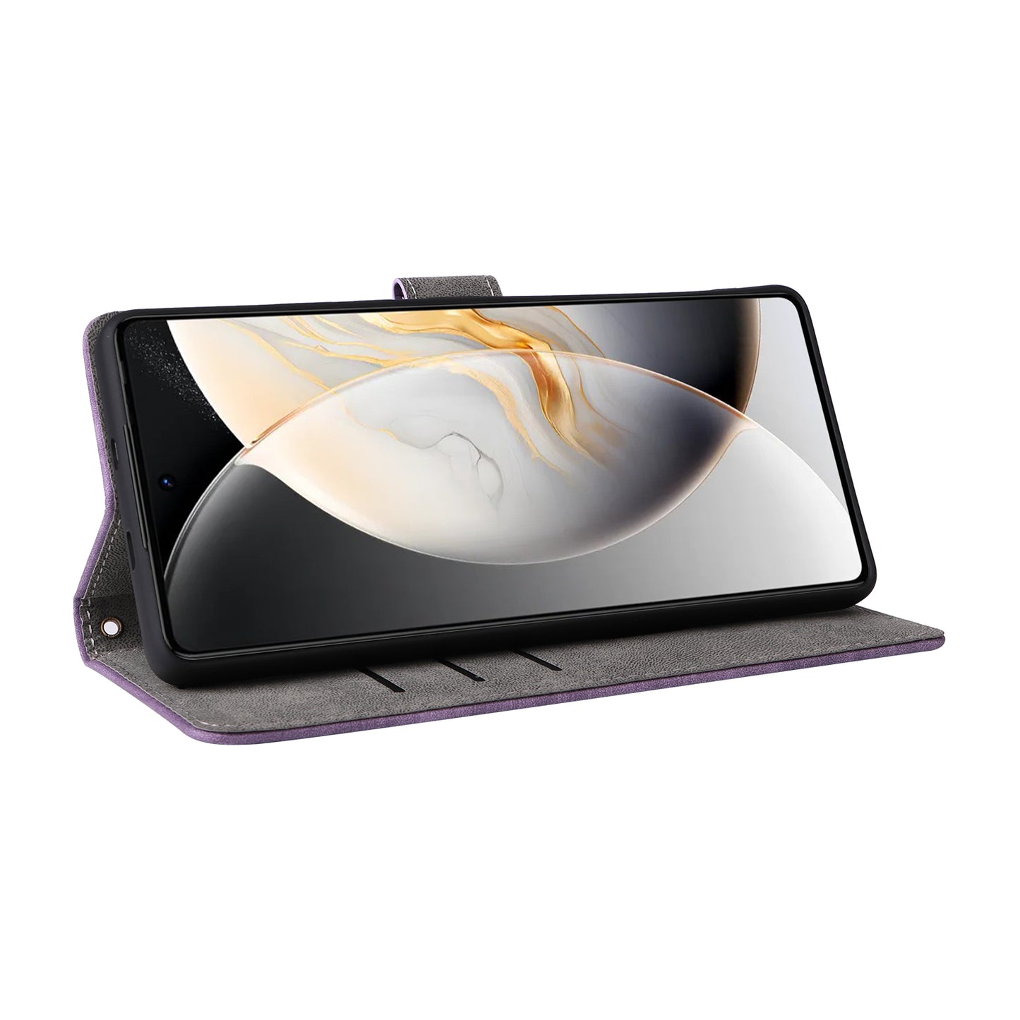 For Transsion Tecno Camon 30 4G CL6 Phone Case Magnetic Clasp RFID Blocking Wallet Cover - Purple