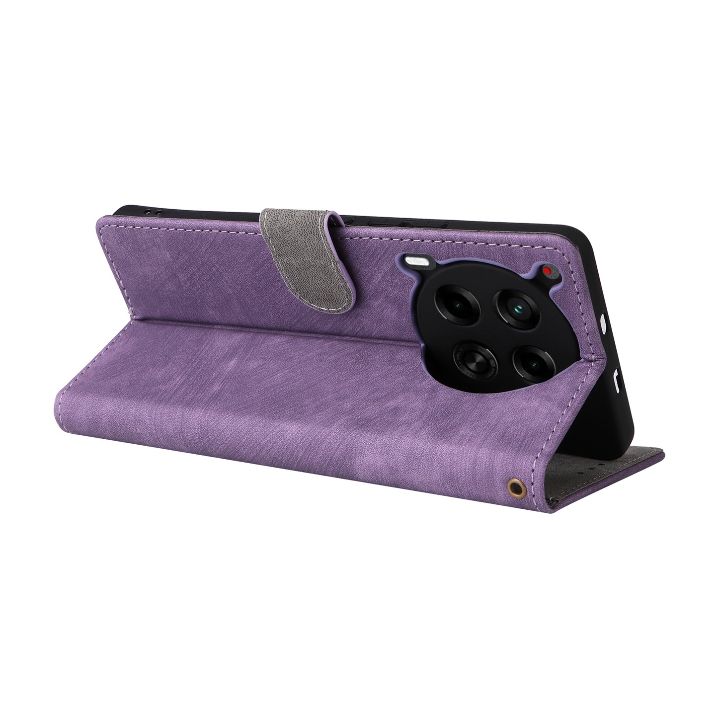 For Transsion Tecno Camon 30 4G CL6 Phone Case Magnetic Clasp RFID Blocking Wallet Cover - Purple