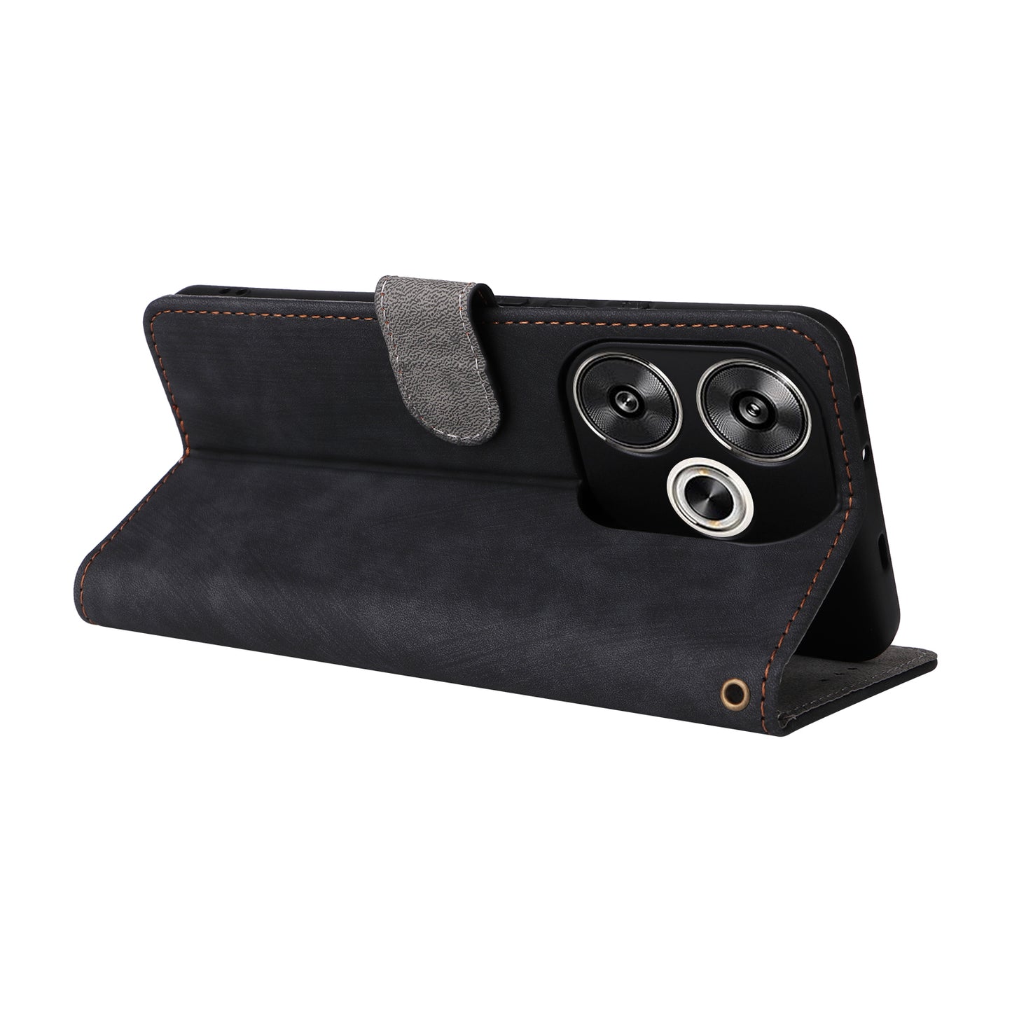 For Xiaomi Redmi Turbo 3 5G Case RFID Blocking Card Holder Protective Cover with Wrist Strap - Black