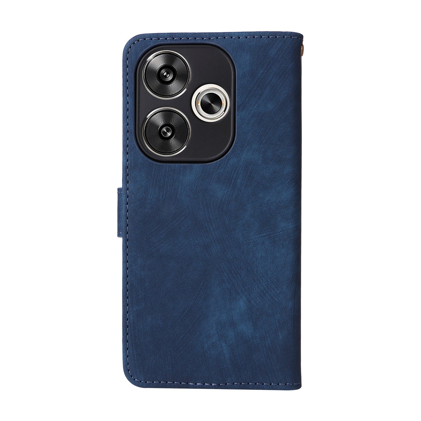 For Xiaomi Redmi Turbo 3 5G Case RFID Blocking Card Holder Protective Cover with Wrist Strap - Blue