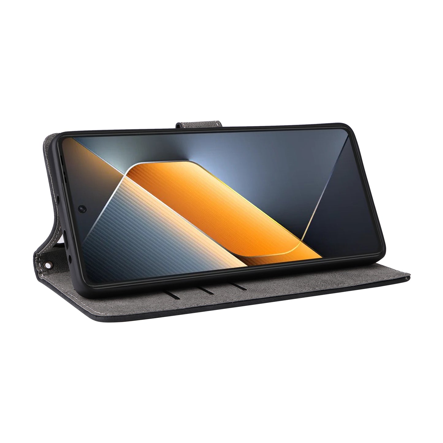 For Transsion Tecno Pova 6 4G Case with Wrist Strap RFID Blocking Stand Phone Cover - Black