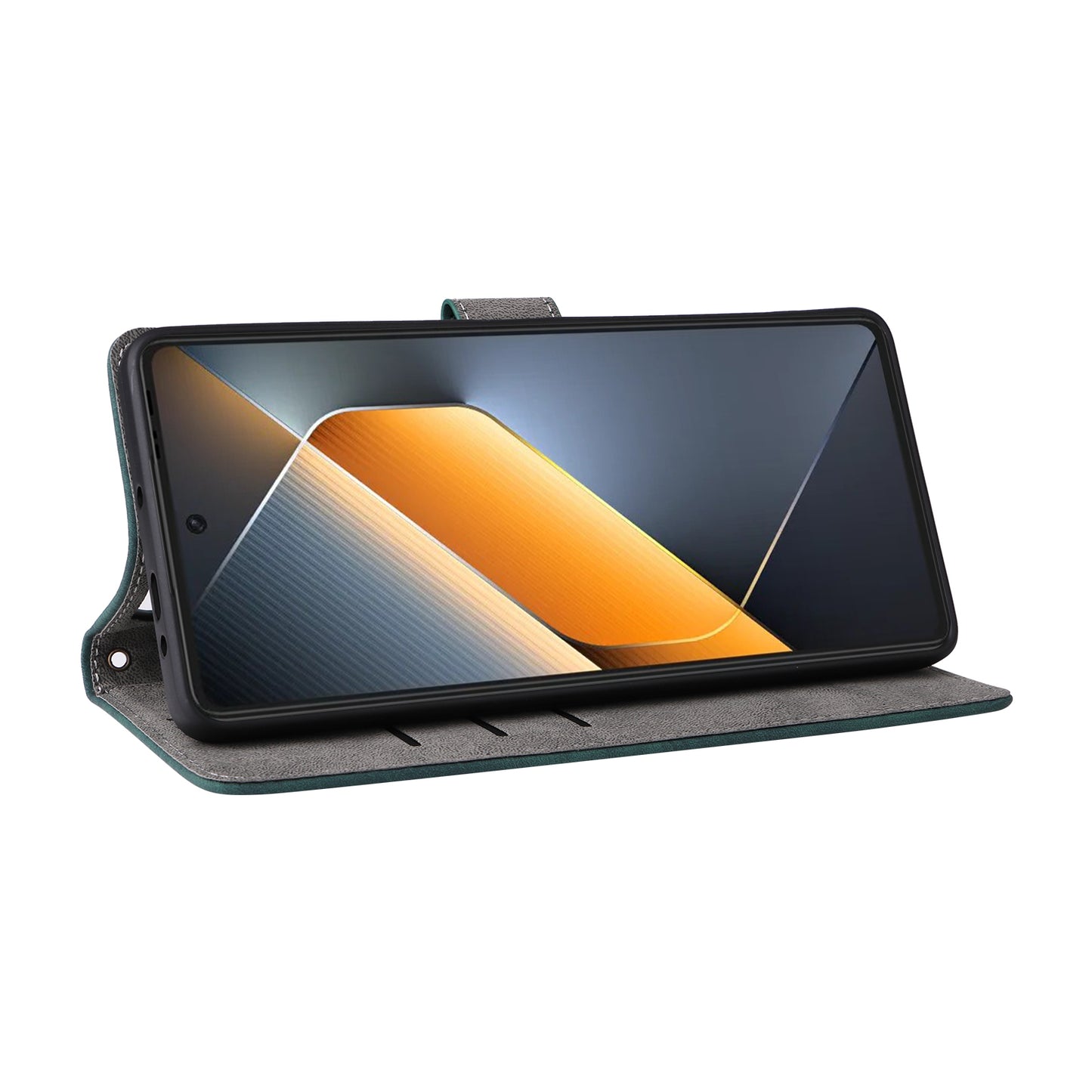 For Transsion Tecno Pova 6 4G Case with Wrist Strap RFID Blocking Stand Phone Cover - Green