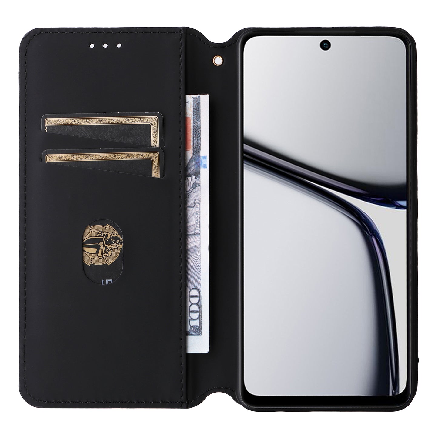 For Realme C65 4G Magnetic Case PU Leather+TPU Rhombus Imprinted Phone Cover - Purple