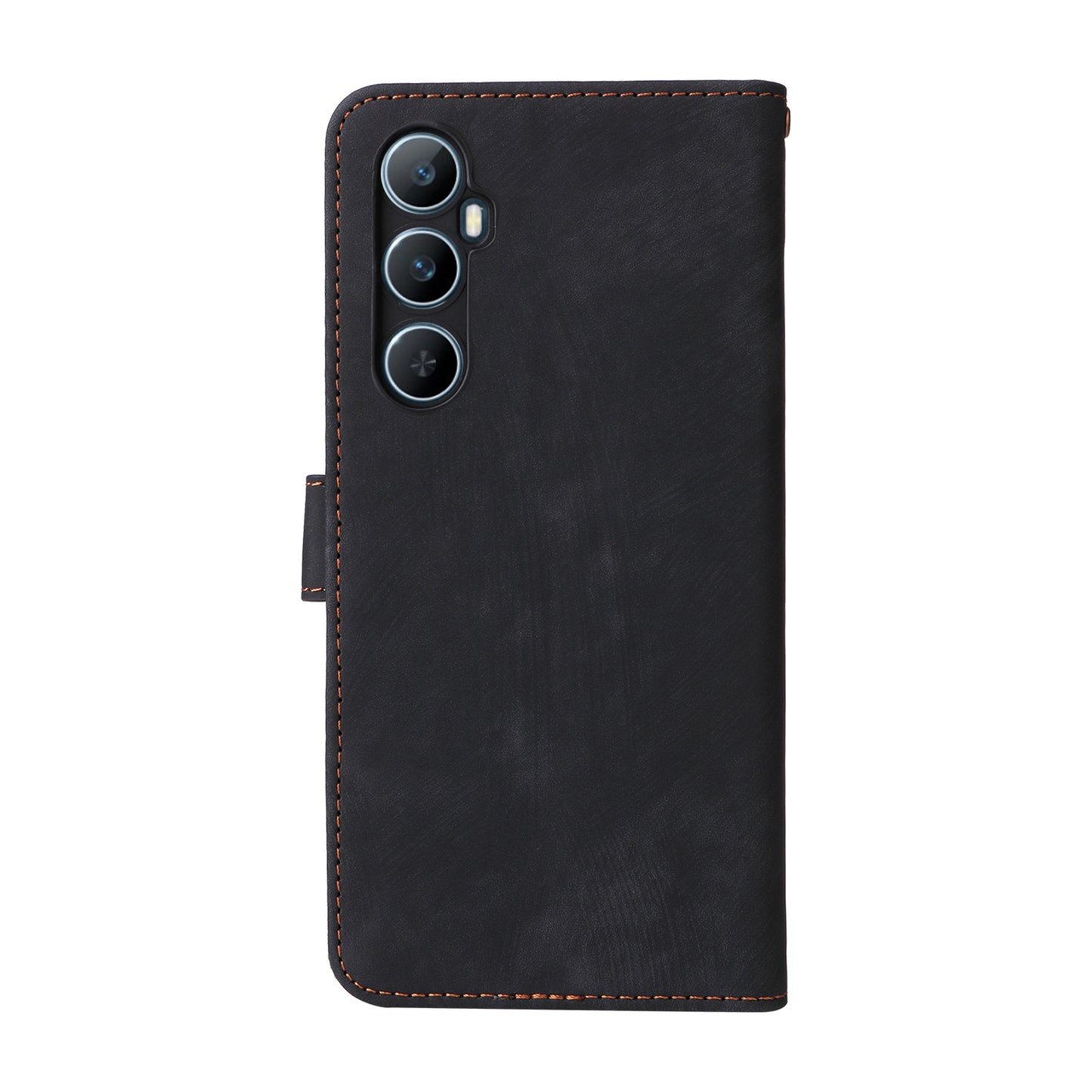 For Realme C65 4G Case RFID Blocking Phone Stand Cover with Magnetic Closure - Black