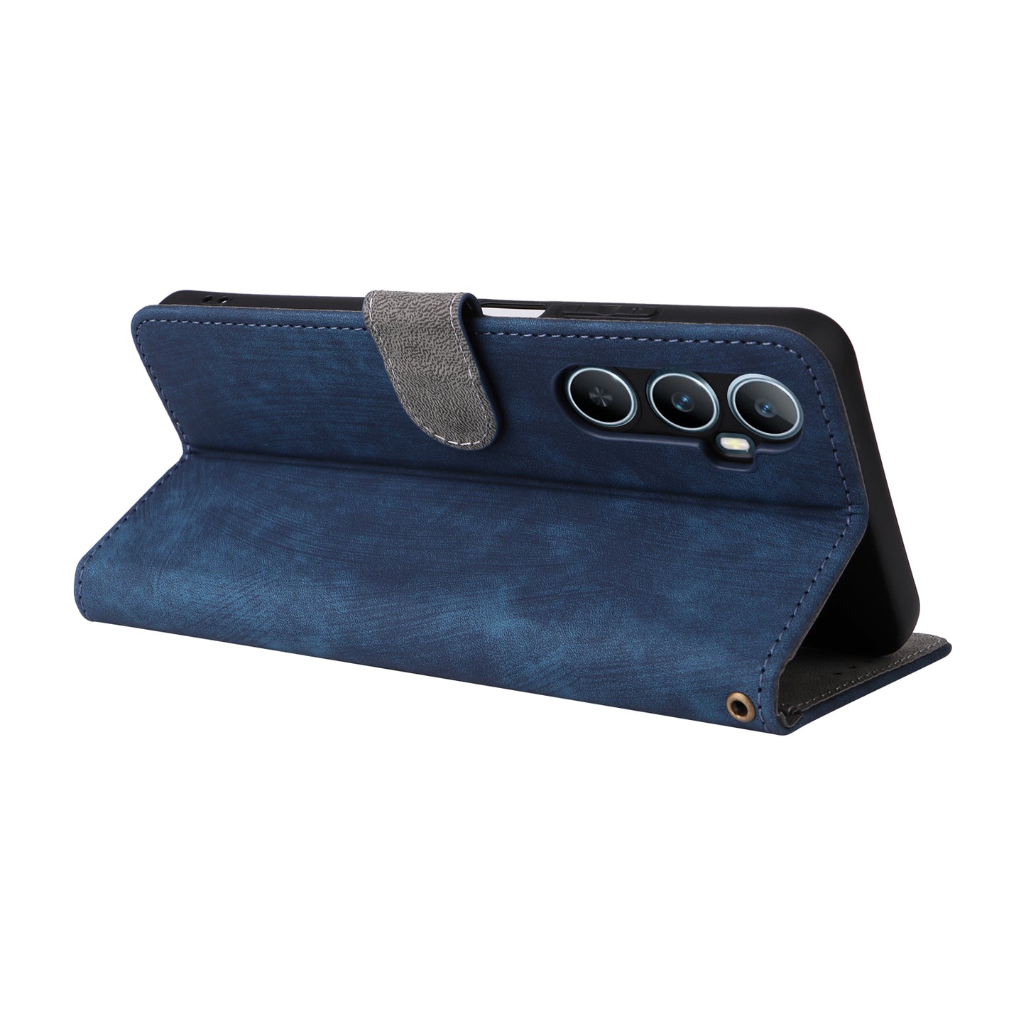 For Realme C65 4G Case RFID Blocking Phone Stand Cover with Magnetic Closure - Blue