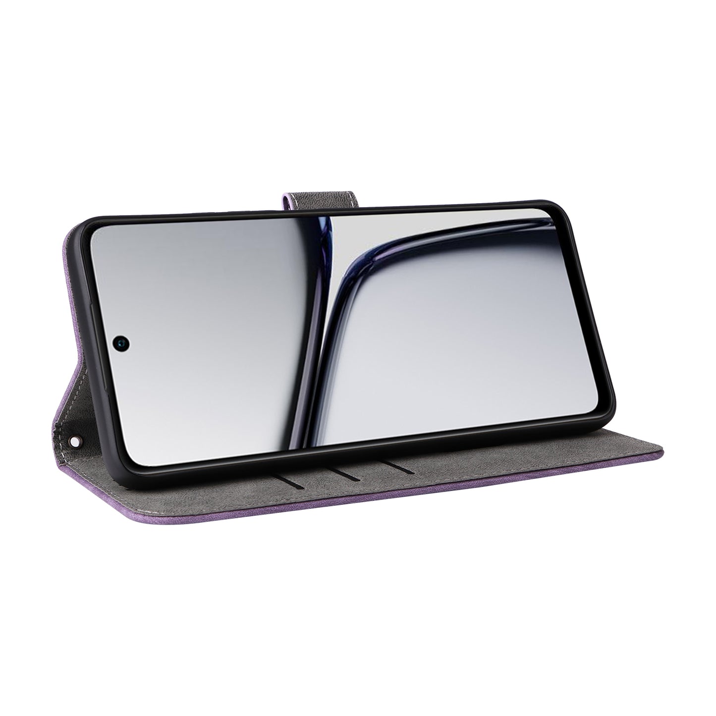 For Realme C65 4G Case RFID Blocking Phone Stand Cover with Magnetic Closure - Purple