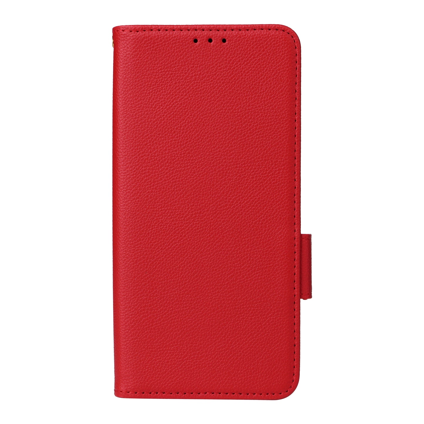 For Realme C65 4G Case Litchi Texture Leather Smart Phone Cover with Handy Strap - Red