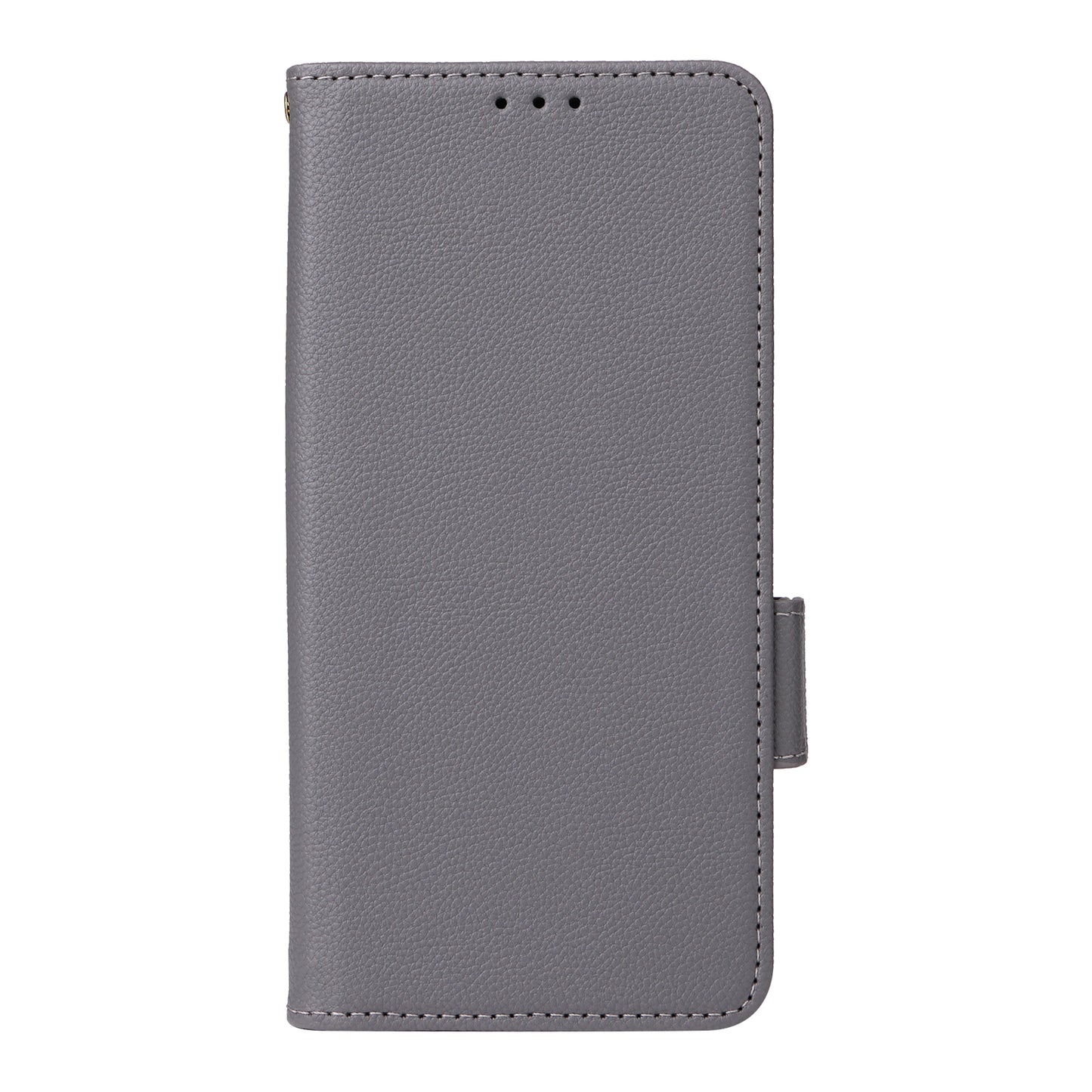 For Realme C65 4G Case Litchi Texture Leather Smart Phone Cover with Handy Strap - Grey