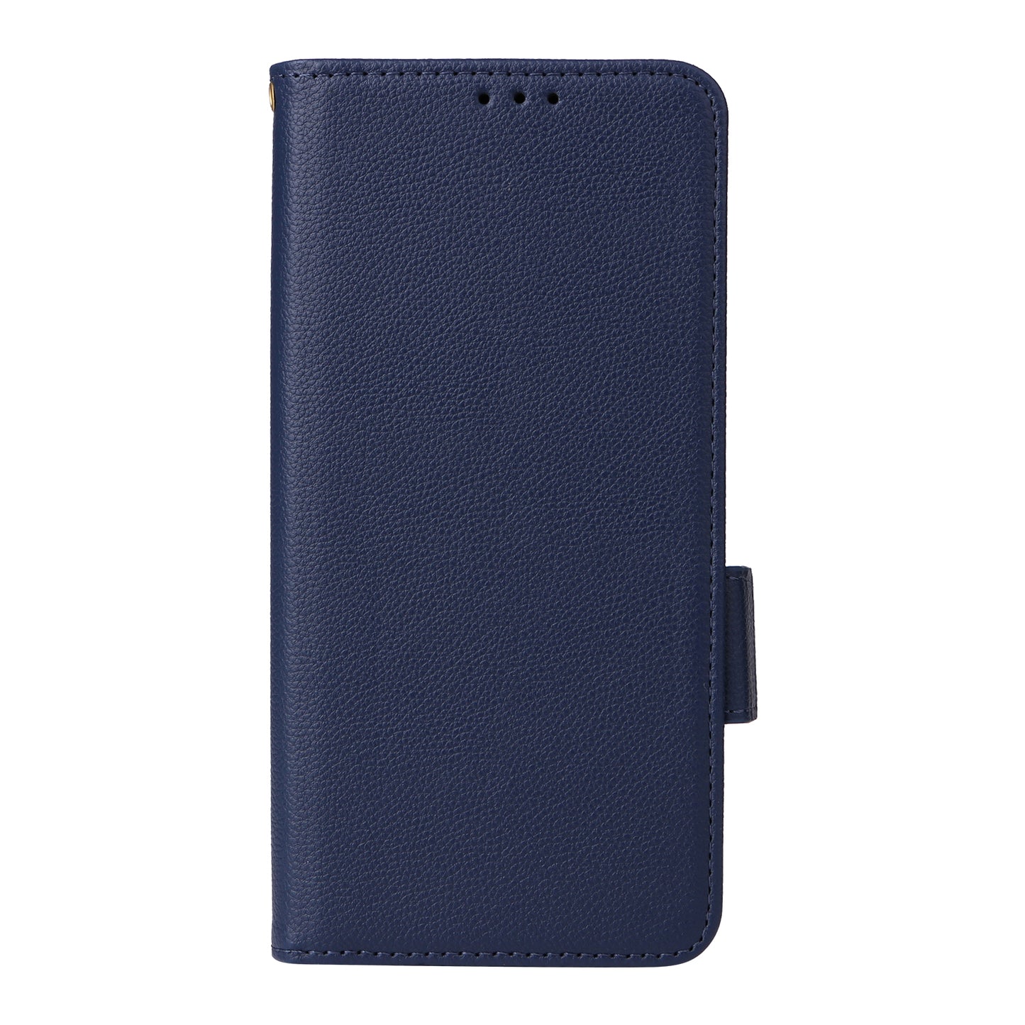 For Realme C65 4G Case Litchi Texture Leather Smart Phone Cover with Handy Strap - Dark Blue
