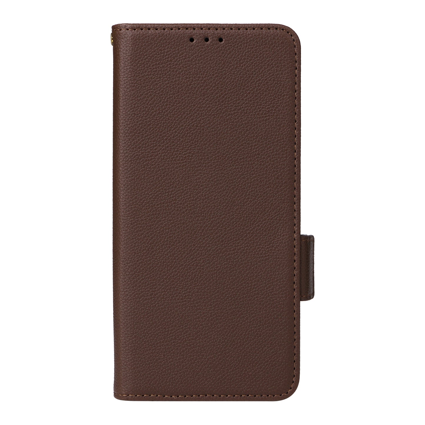 For Realme C65 4G Case Litchi Texture Leather Smart Phone Cover with Handy Strap - Brown