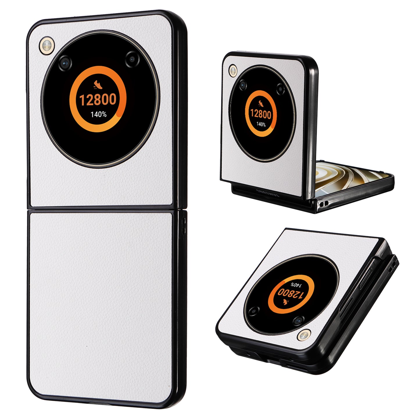 For ZTE Libero Flip A304ZT / nubia Flip 5G Case Litchi Texture PU Leather Coated PC Phone Shell - White