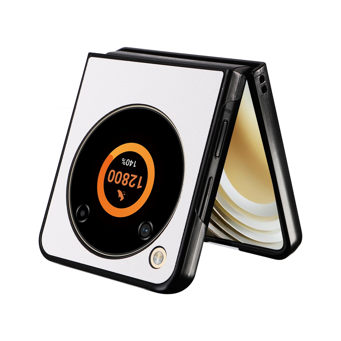 For ZTE Libero Flip A304ZT / nubia Flip 5G Case Litchi Texture PU Leather Coated PC Phone Shell - White