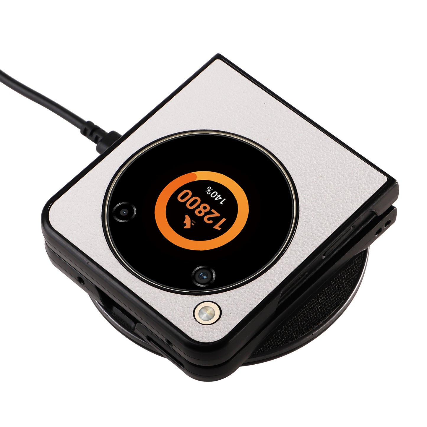 For ZTE Libero Flip A304ZT / nubia Flip 5G Case Litchi Texture PU Leather Coated PC Phone Shell - White