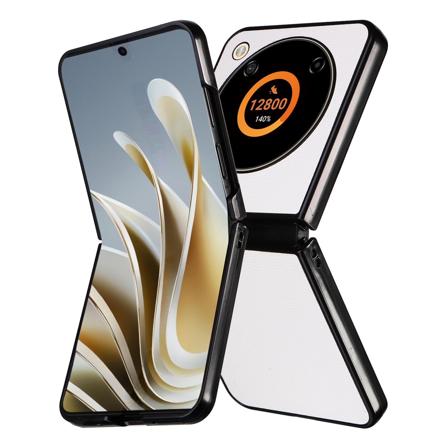 For ZTE Libero Flip A304ZT / nubia Flip 5G Case Litchi Texture PU Leather Coated PC Phone Shell - White