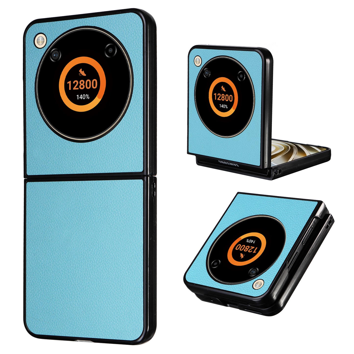 For ZTE Libero Flip A304ZT / nubia Flip 5G Case Litchi Texture PU Leather Coated PC Phone Shell - Baby Blue