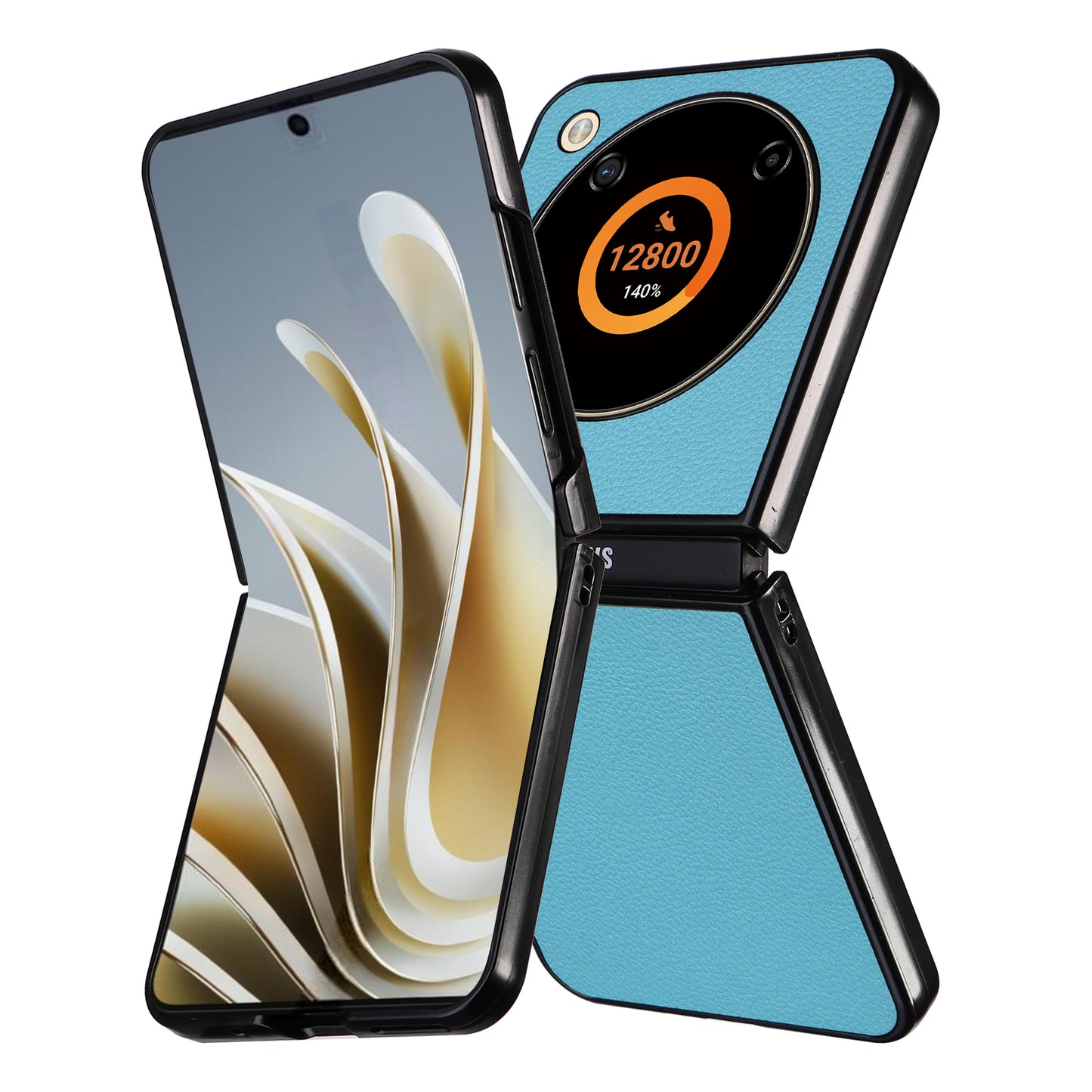 For ZTE Libero Flip A304ZT / nubia Flip 5G Case Litchi Texture PU Leather Coated PC Phone Shell - Baby Blue