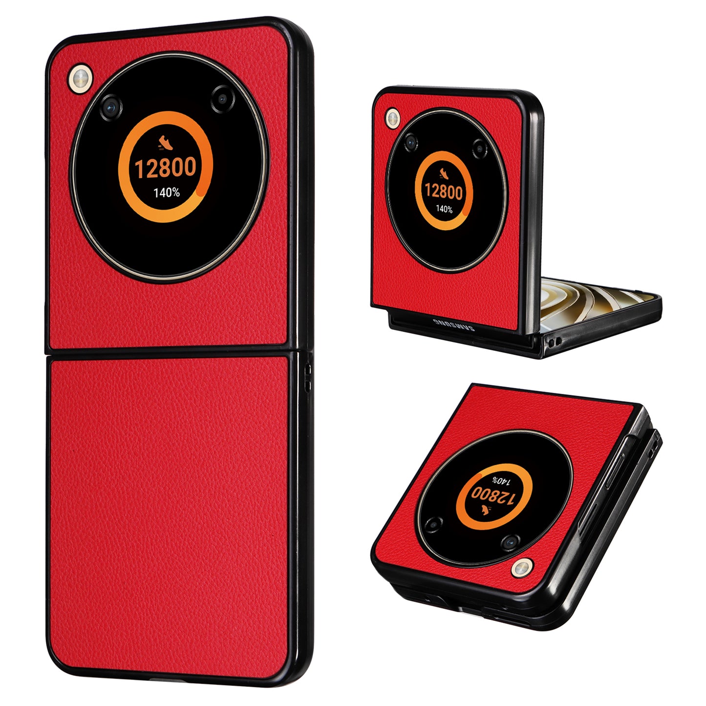 For ZTE Libero Flip A304ZT / nubia Flip 5G Case Litchi Texture PU Leather Coated PC Phone Shell - Red