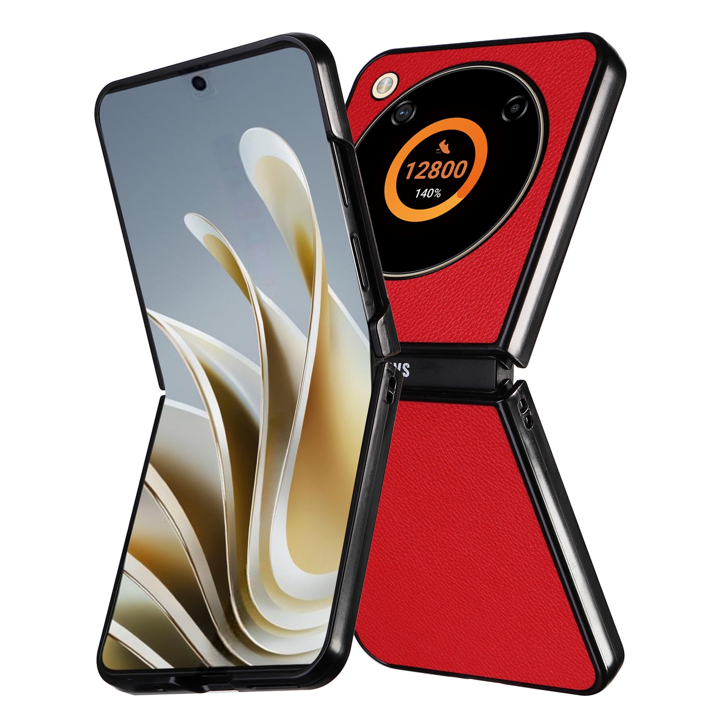 For ZTE Libero Flip A304ZT / nubia Flip 5G Case Litchi Texture PU Leather Coated PC Phone Shell - Red