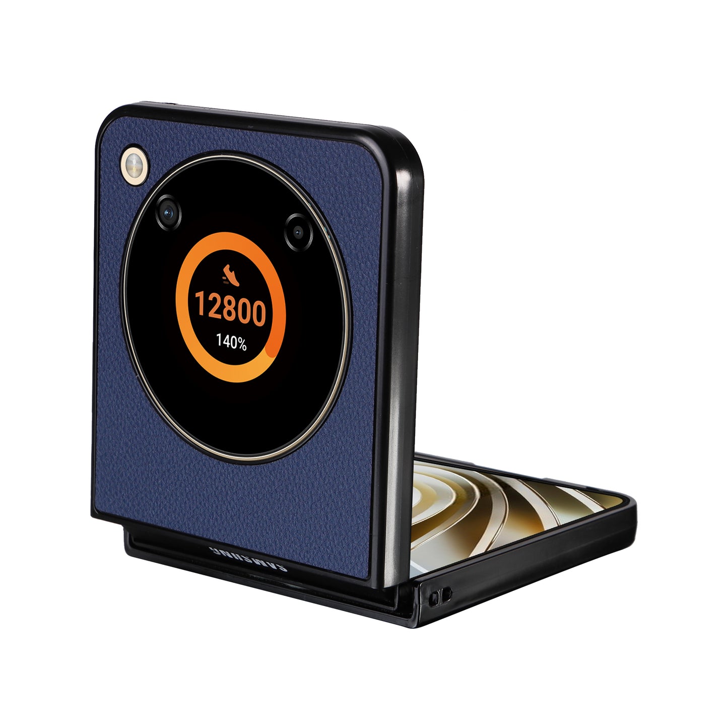 For ZTE Libero Flip A304ZT / nubia Flip 5G Case Litchi Texture PU Leather Coated PC Phone Shell - Dark Blue