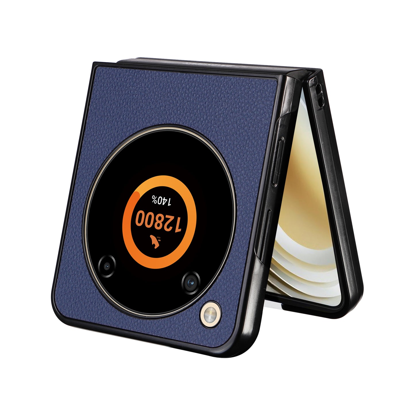 For ZTE Libero Flip A304ZT / nubia Flip 5G Case Litchi Texture PU Leather Coated PC Phone Shell - Dark Blue