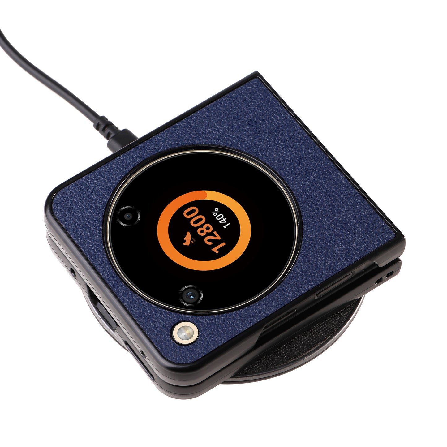 For ZTE Libero Flip A304ZT / nubia Flip 5G Case Litchi Texture PU Leather Coated PC Phone Shell - Dark Blue